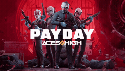 Payday Aces High Poster Men In Suits Masks Holding Guns GIF