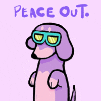 Peace Out Cute Purple Dog Cartoon GIF