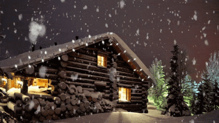 Peaceful Home In Snowfall GIF