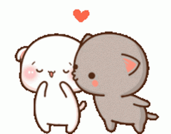 Peach A Nd Goma Cute Kiss On Cheek GIF
