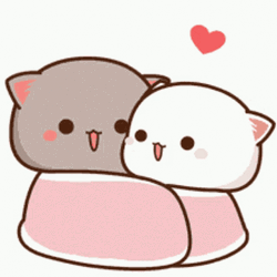 Peach And Goma Cute Cat Sticker Snuggling