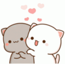 Peach And Goma Hugging Hearts Flying GIF