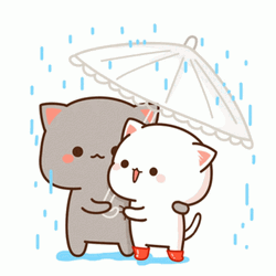 Peach And Goma Stickers With Umbrella GIF