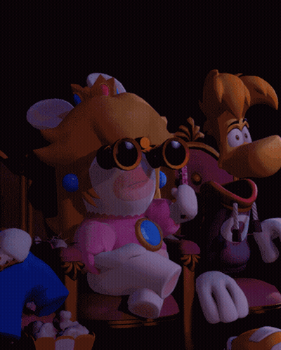 Peach And Rayman Standing Together GIF