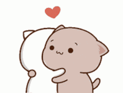 Peach Cat Animated Abrazo  GIF