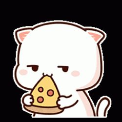 Peach Cat Eating Pizza GIF
