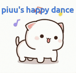 Peach Cat Sticker Piu's Happy Dance