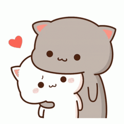 Peach Goma White Cat Short Backhug GIF