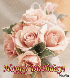 Peach Roses Birthday Flowers GIF