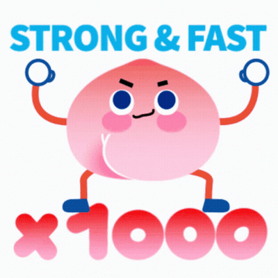 Peach With Arms And Legs Saying Strong & Fast GIF