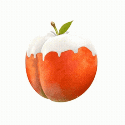 Peach With White Frosting And Green Leaf GIF