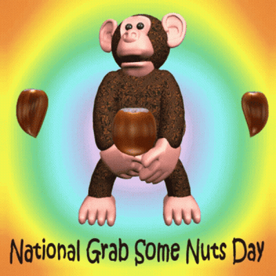 Peanut Holding Baseball Bat Saying National Nut Day GIF