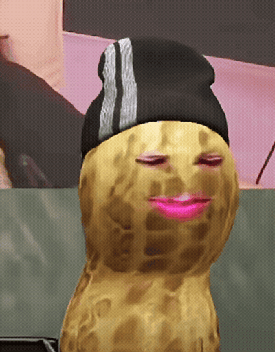 Peanut In Black Beanie With Pink Lip GIF