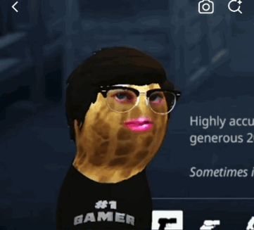Peanut Wearing #1 Gamer Tee, Glasses, Pink Lips GIF