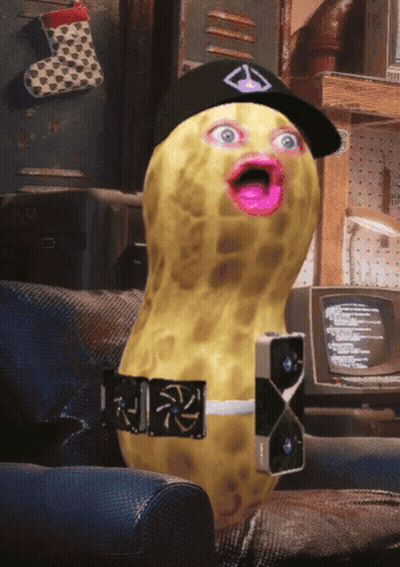 Peanut Wearing Black Hat And Fan Belt GIF