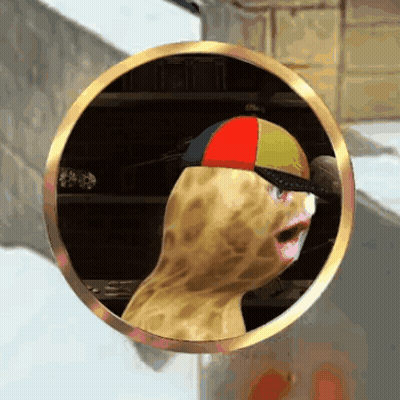 Peanut Wearing Colorful Hat In Mirror GIF