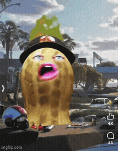 Peanut Wearing Hat And Pink Lips GIF