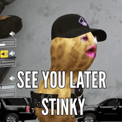Peanut Wearing See You Later Stinky Hat GIF