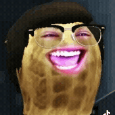 Peanut With Glasses And Pink Tongue Smiling GIF