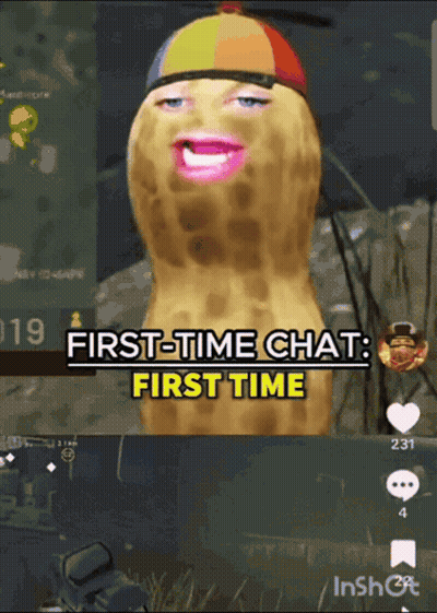 Peanut With Hat Saying First Time Chat GIF