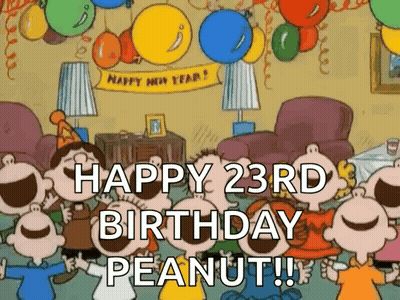 Peanuts Cartoon Characters Celebrating Birthday GIF