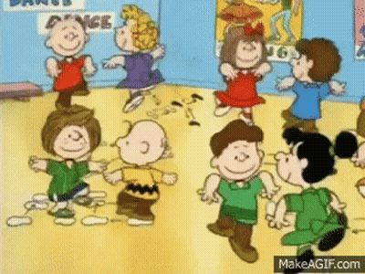 Peanuts Characters Dancing In Dance Studio GIF