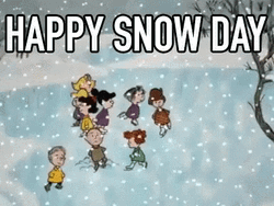 Peanuts Characters Happy Ice Skating On Snow Day GIF
