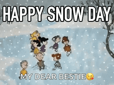 Peanuts Characters Playing In Snow GIF