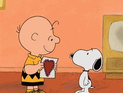 Peanuts Charlie Brown Showing Snoopy Valentines Card GIF