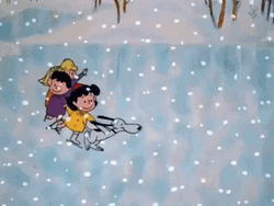 Peanuts Merry Christmas Characters Chain Skating GIF