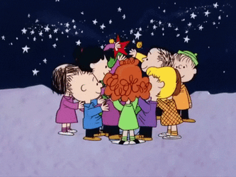 Peanuts Merry Christmas Characters Decorating A Tree GIF