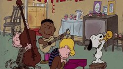 Peanuts Merry Christmas Characters Playing Instruments GIF