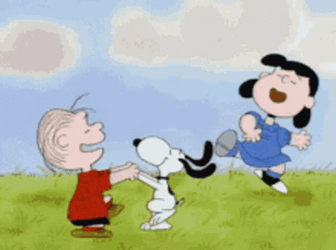 Peanuts Merry Christmas Charlie Snoopy And Lucy Rejoicing GIF