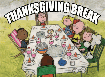 Peanuts Sitting Around Table Thanksgiving Break GIF