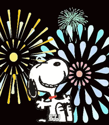 Peanuts Snoopy Dancing Fireworks GIF