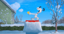 Peanuts Snoopy Dancing In Snow GIF