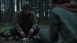 Pedro Pascal Eating Sandwich In The Forest GIF