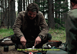 Pedro Pascal Eating Sandwich In The Woods GIF