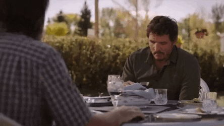 Pedro Pascal Eating Sandwich With A Friend GIF