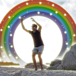 Pee Wee Herman Dance Jump Rainbow GIF