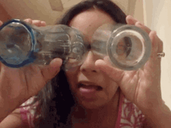 Peeping Tom Funny Lady Peeking Through Glasses GIF