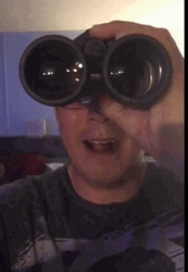 Peeping Tom Licking Lips Watching In Binoculars GIF