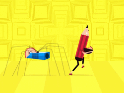 Pencil Walk With Spider Sharpener GIF
