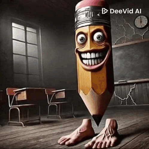 Pencil With Feet And Face GIF