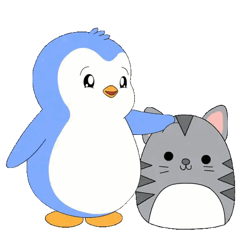 Penguin And Cat Standing Together Sticker