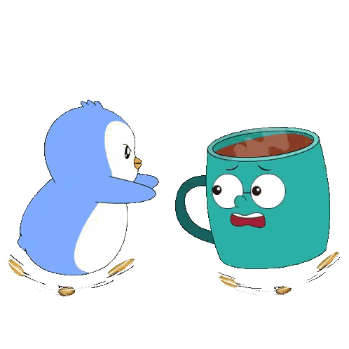 Penguin And Coffee Cup With Face Sticker