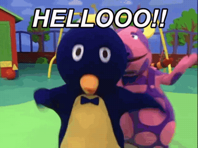 Penguin And Dinosaur Saying Hellooo GIF