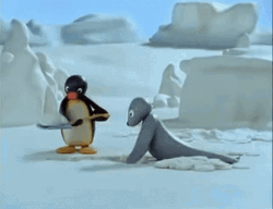 Penguin And Seal Digging GIF