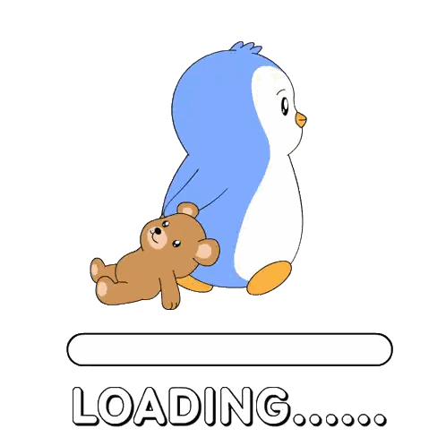 Penguin And Teddy Bear Next To Loading Bar Sticker