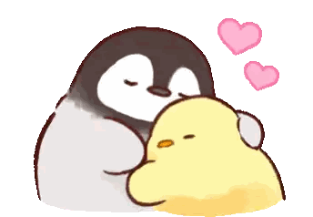 Penguin And Yellow Chick Standing Sticker